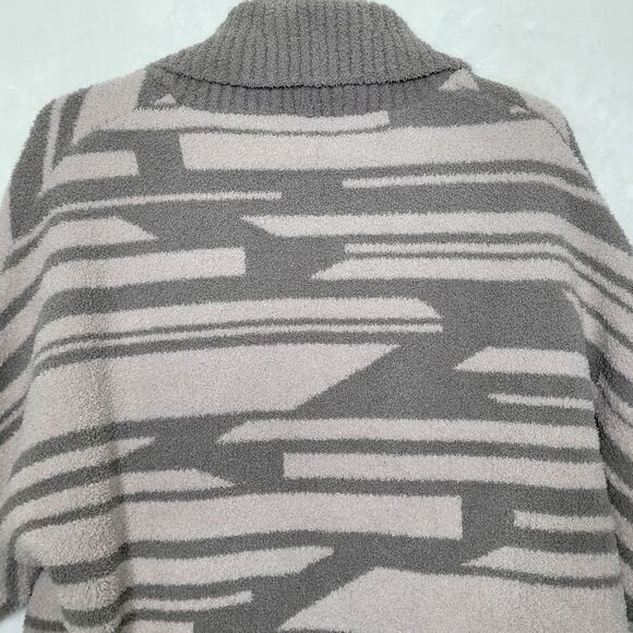 Barefoot Dreams Cozychic Geometric 3/4 Sleeve Oversized Open Cardigan Size Small - Picture 9 of 12